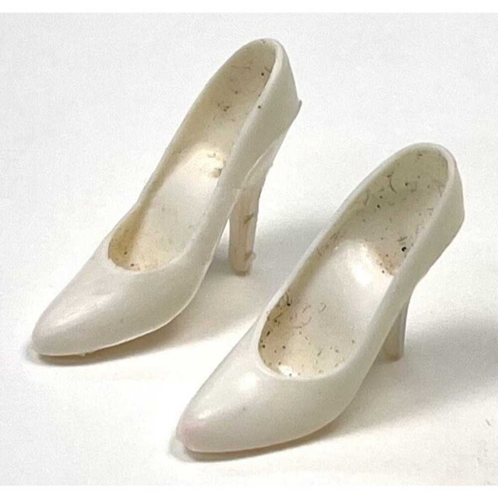 VTG 1980s MATTEL Barbie Superstar White SHOES Pumps Skinny Heels Phillippines